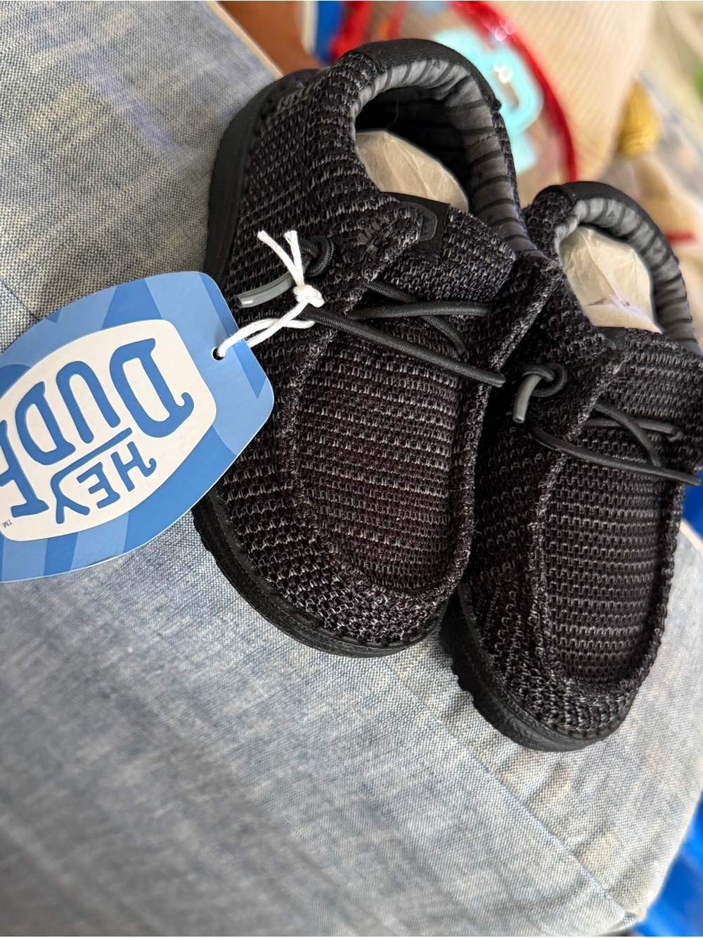 Hey Dude Kids Black Knit Slip-On Sneakers